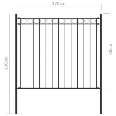 Gartenzaun Stahl 1,7x0,8 m Schwarz