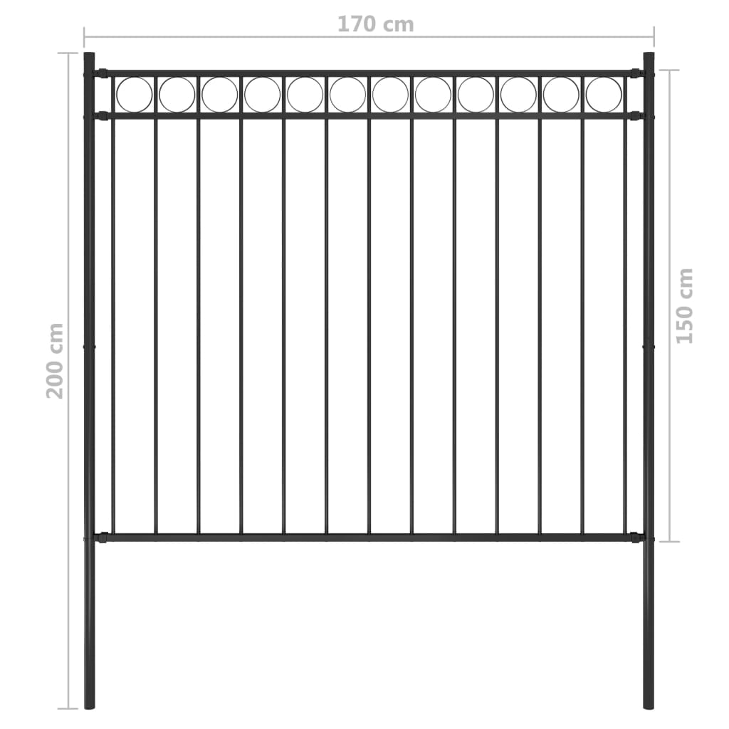 Gartenzaun Stahl 1,7x1,5 m Schwarz