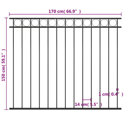 Zaunfeld Stahl 1,7x1,5 m Schwarz