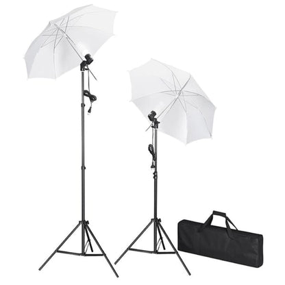 Fotostudio-Set mit Hintergründen, Leuchten und Schirmen