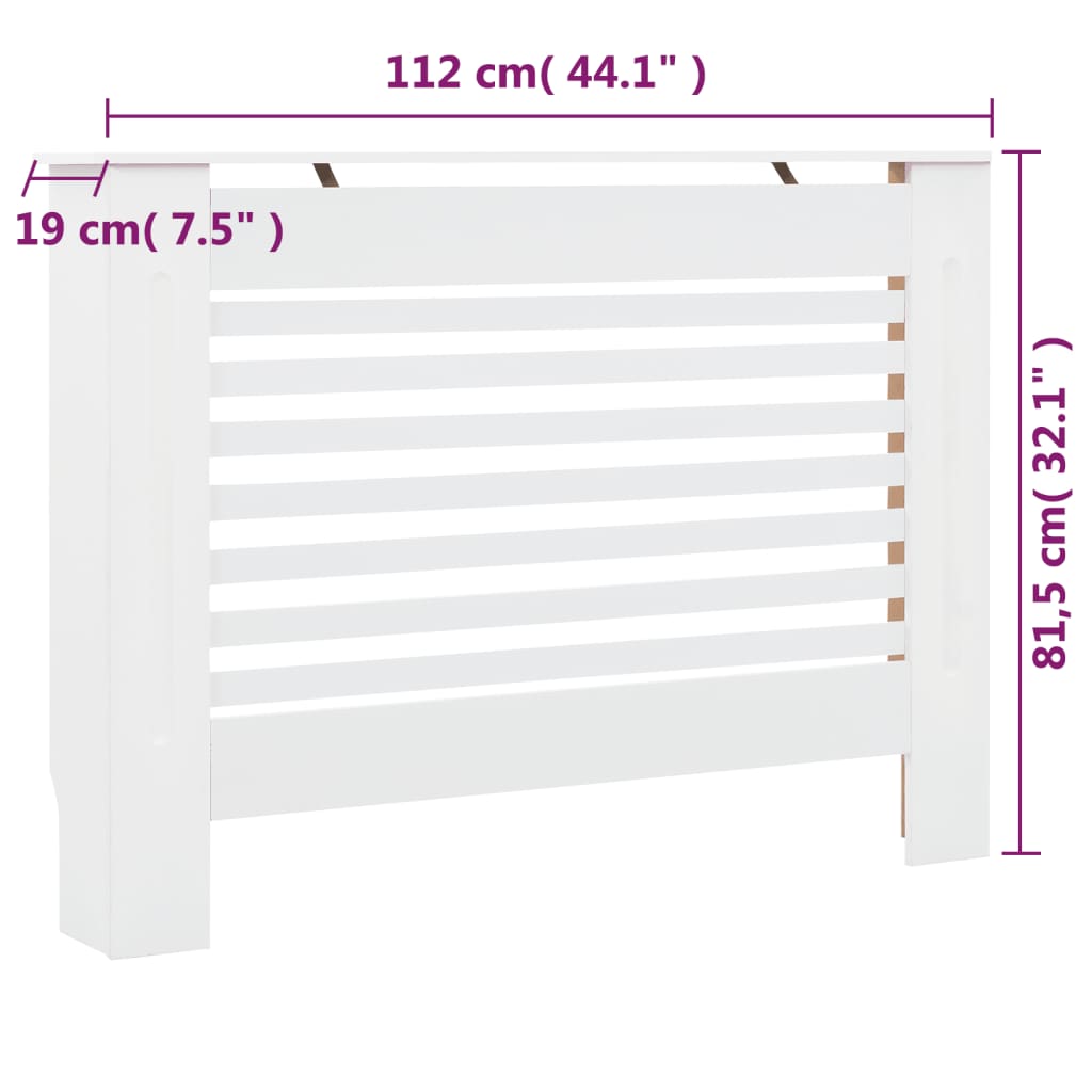 Heizkörperverkleidungen 2 Stk. Weiß 112 x 19 x 81,5 cm MDF