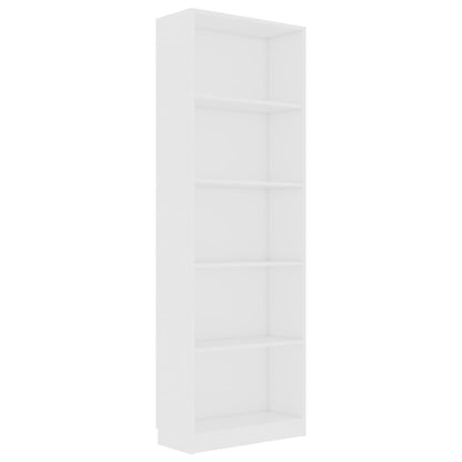 Bücherregal 5 Fächer Weiß 60x24x175 cm Holzwerkstoff