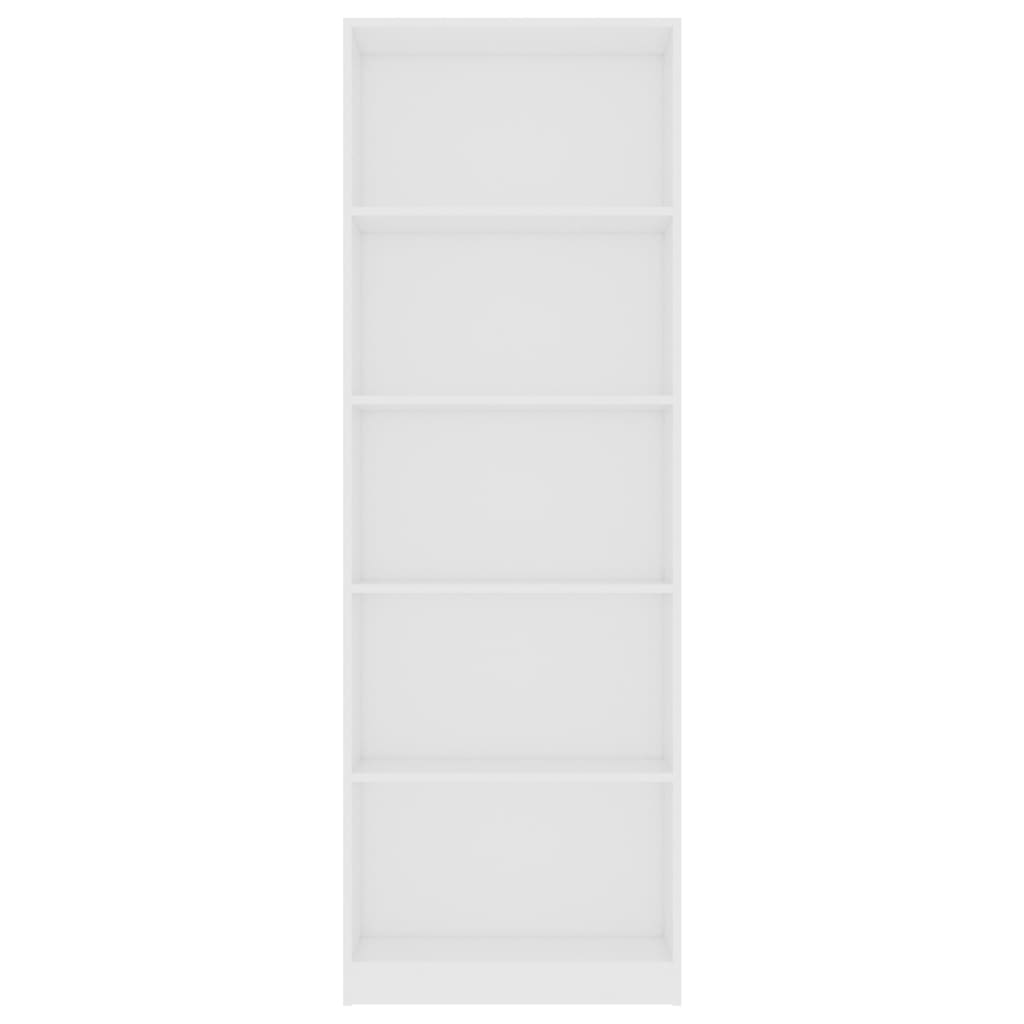 Bücherregal 5 Fächer Weiß 60x24x175 cm Holzwerkstoff