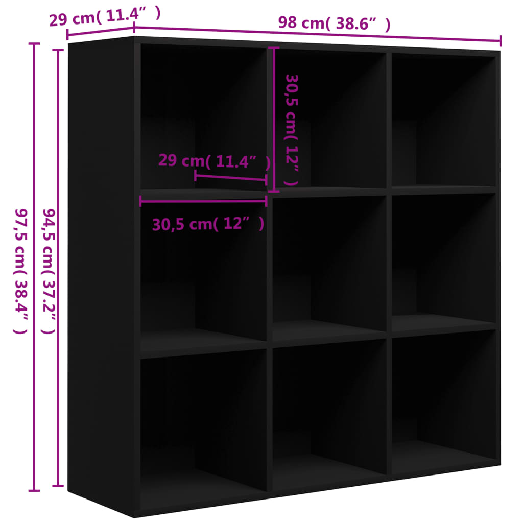 Bücherregal Schwarz 98x29x97,5 cm Holzwerkstoff