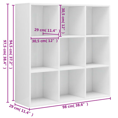 Bücherregal Hochglanz-Weiß 98x29x97,5 cm Holzwerkstoff