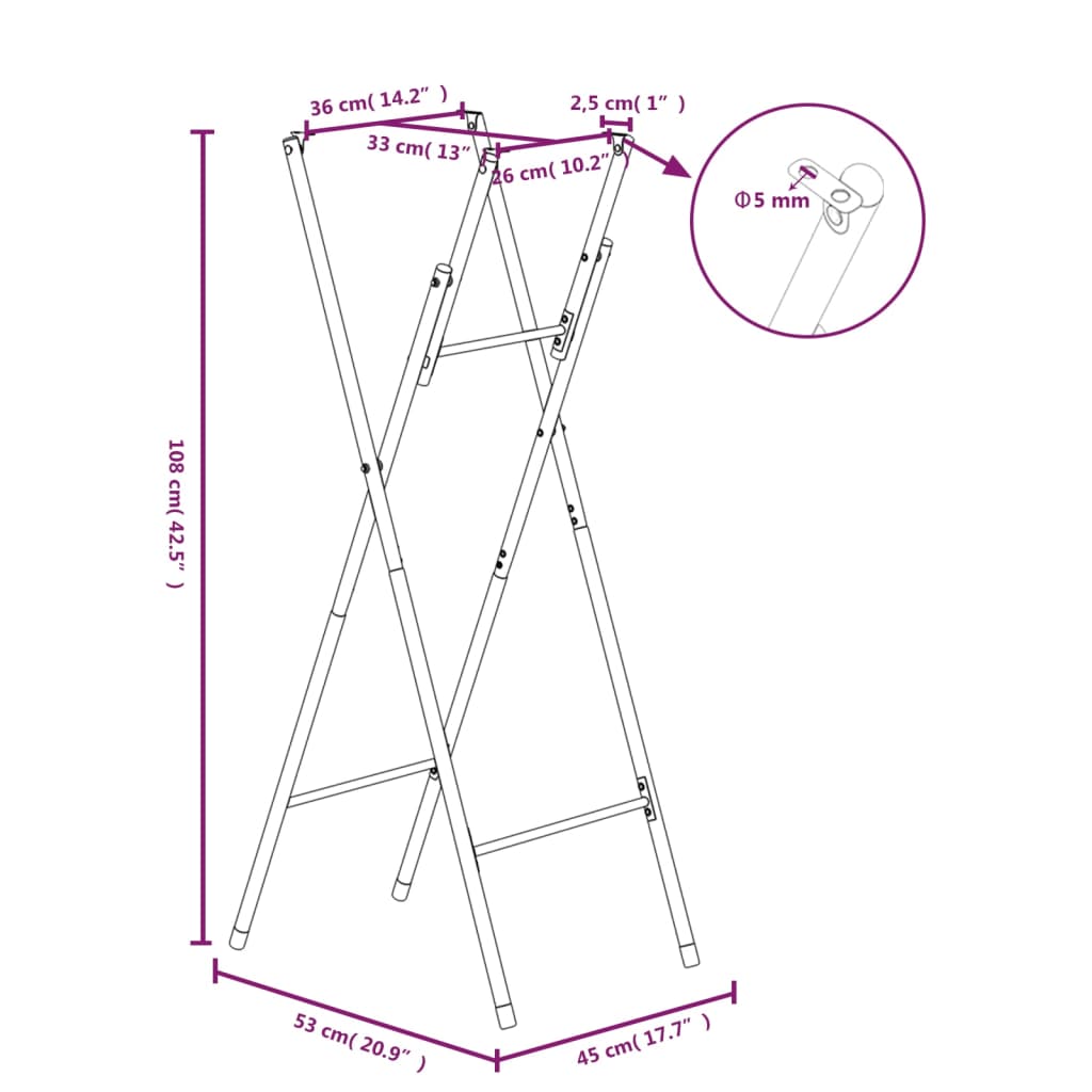 Bartisch-Gestell Klappbar Silbern 45x53x108 cm Verzinkter Stahl