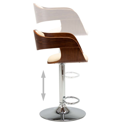 Barhocker 2 Stk. Creme Bugholz und Kunstleder