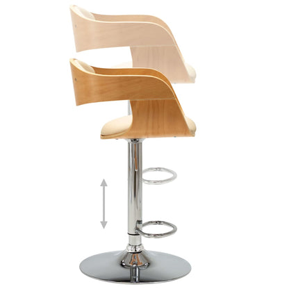 Barhocker 2 Stk. Creme Bugholz und Kunstleder