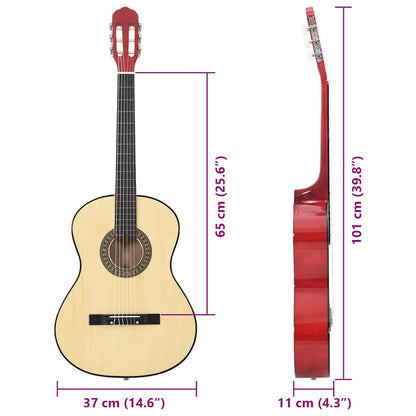 Klassische Gitarre für Anfänger 4/4 39" Lindenholz