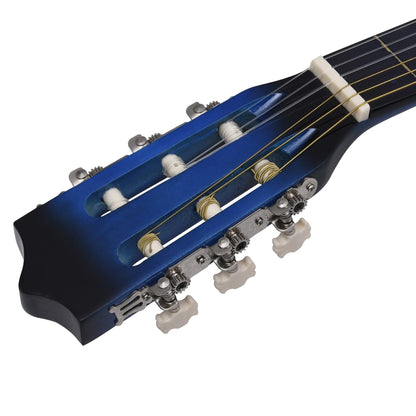 8-tlg. Klassikgitarren-Set für Anfänger Blau 3/4 36"