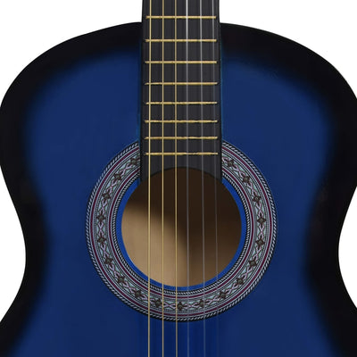 8-tlg. Klassikgitarren-Set für Anfänger Blau 3/4 36"