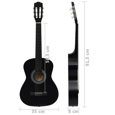 8-tlg. Klassikgitarren-Set für Anfänger Schwarz 3/4 36"