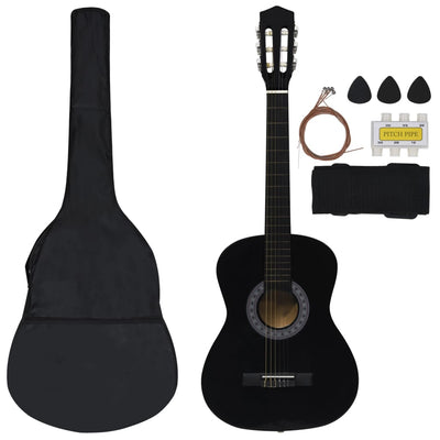 8-tlg. Klassikgitarren-Set für Anfänger Schwarz 3/4 36"