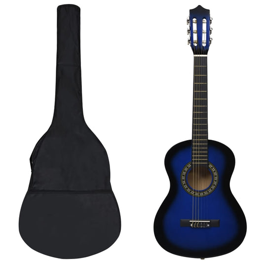 8-tlg. Klassische Gitarre Set für Anfänger Blau 1/2 34"