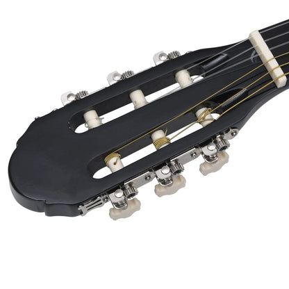 12-tlg. Western Gitarren-Set mit Equalizer und 6 Saiten Schwarz