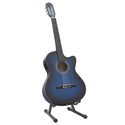 12-tlg. Western Gitarren-Set mit Equalizer und 6 Saiten Blau