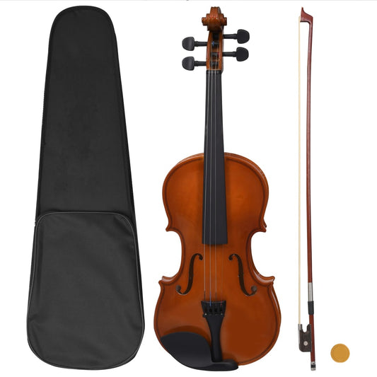 Violine Komplettset mit Bogen und Kinnhalter Dunkles Holz 4/4