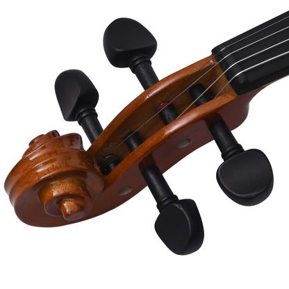 Violine Komplettset mit Bogen und Kinnhalter Dunkles Holz 4/4