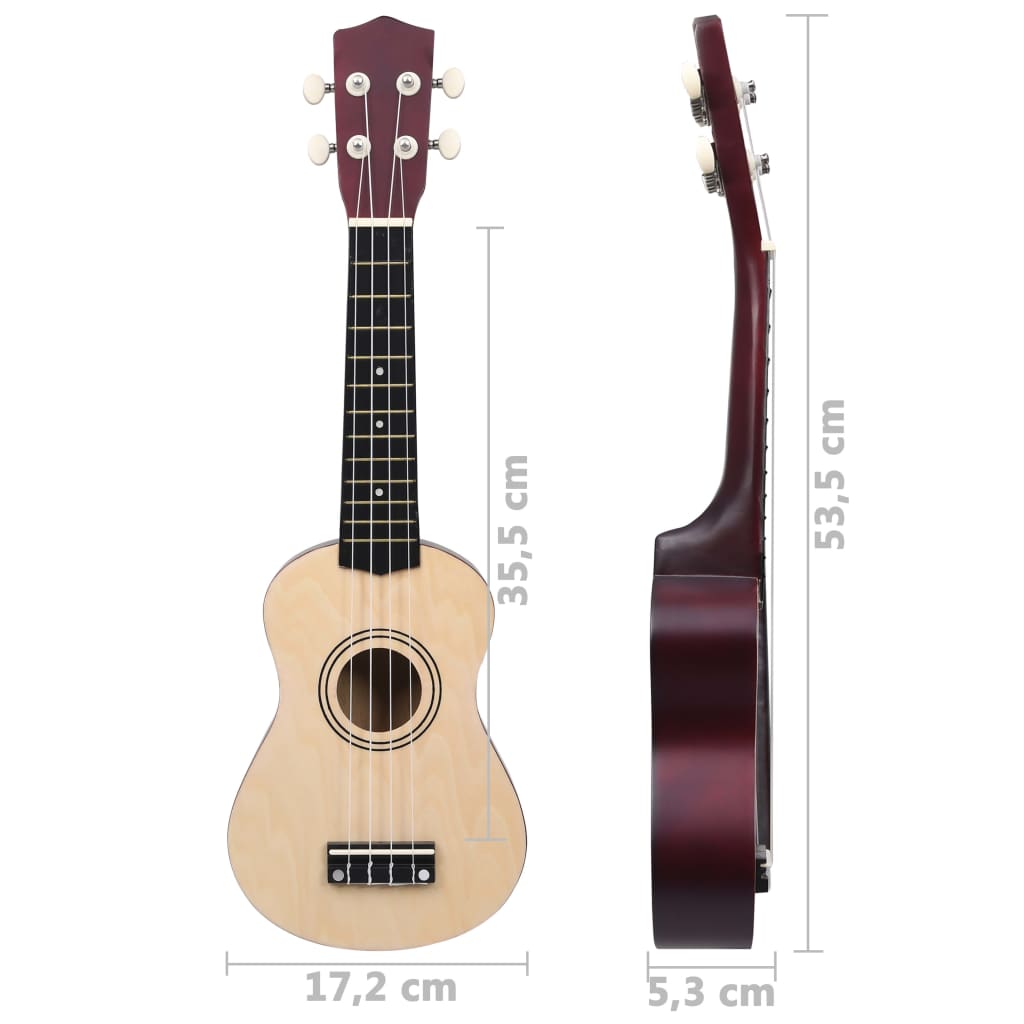 Sopran Ukulele Set für Kinder mit Tasche Dunkles Holz 21"