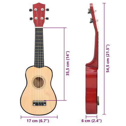 Sopran Ukulele Set für Kinder mit Tasche Dunkles Holz 21"