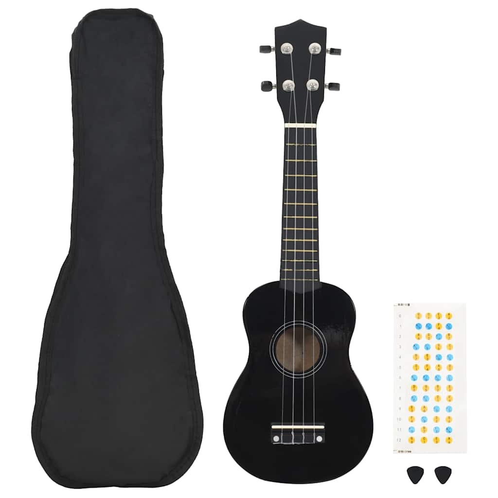 Sopran-Ukulele-Set mit Tasche für Kinder Schwarz 21"