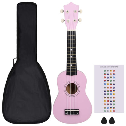 Sopran-Ukulele-Set mit Tasche für Kinder Rosa 21"