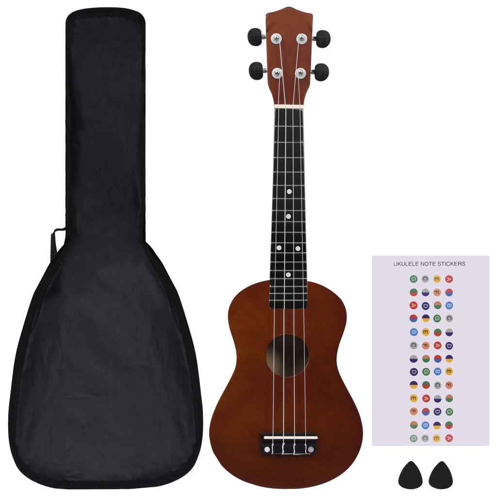 Sopran Ukulele Set für Kinder mit Tasche Dunkles Holz 23"