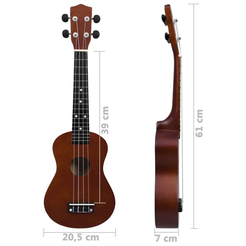 Sopran Ukulele Set für Kinder mit Tasche Dunkles Holz 23"