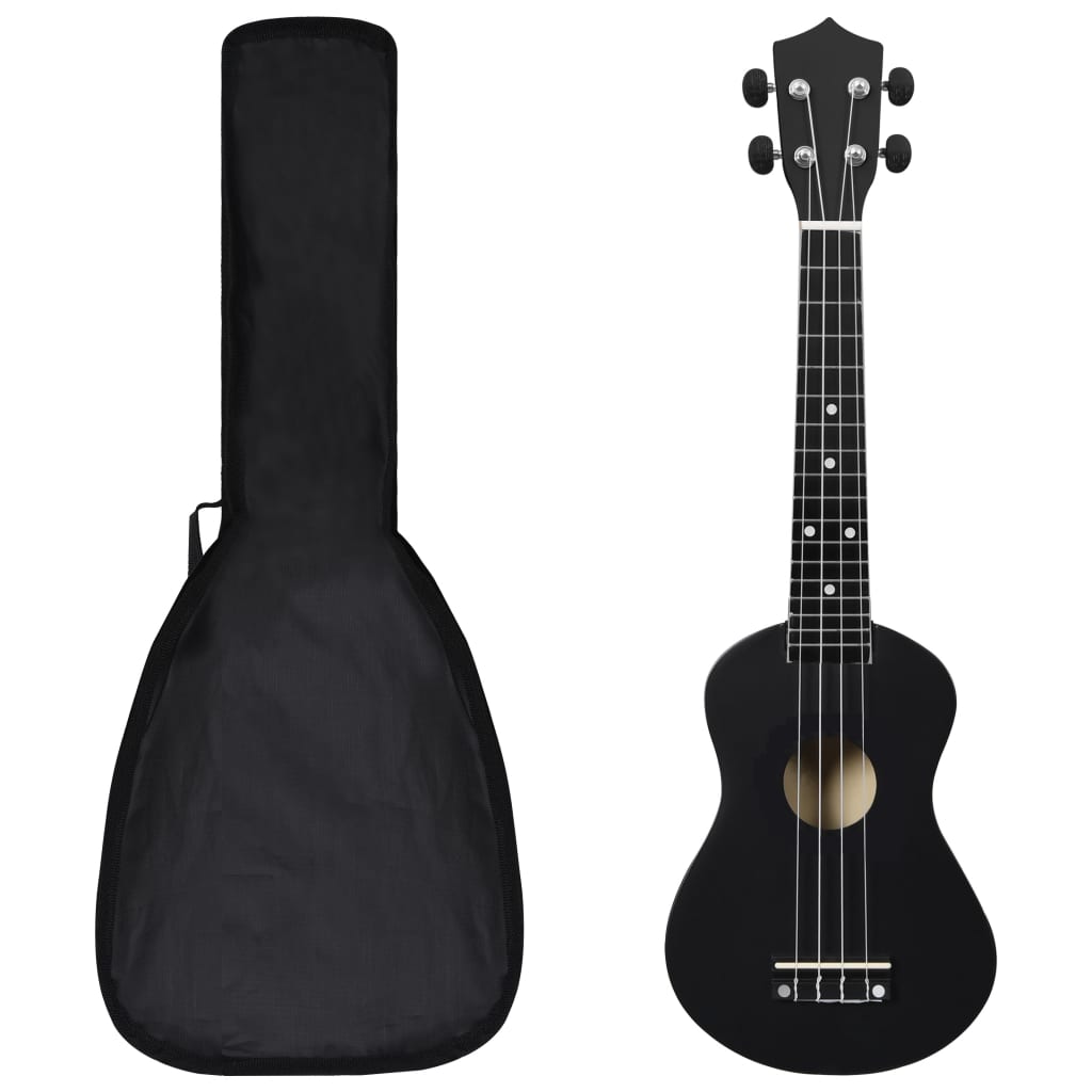 Sopran-Ukulele-Set mit Tasche für Kinder Schwarz 23"