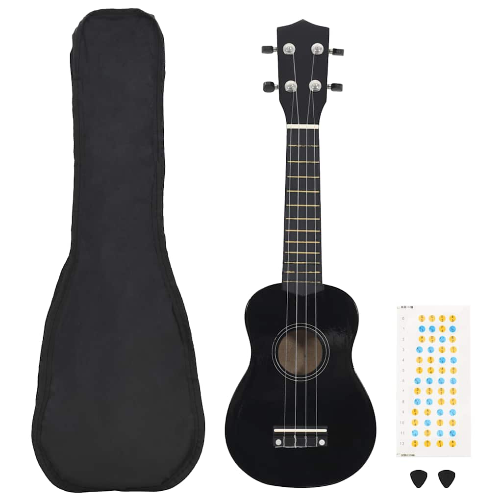Sopran-Ukulele-Set mit Tasche für Kinder Schwarz 23"