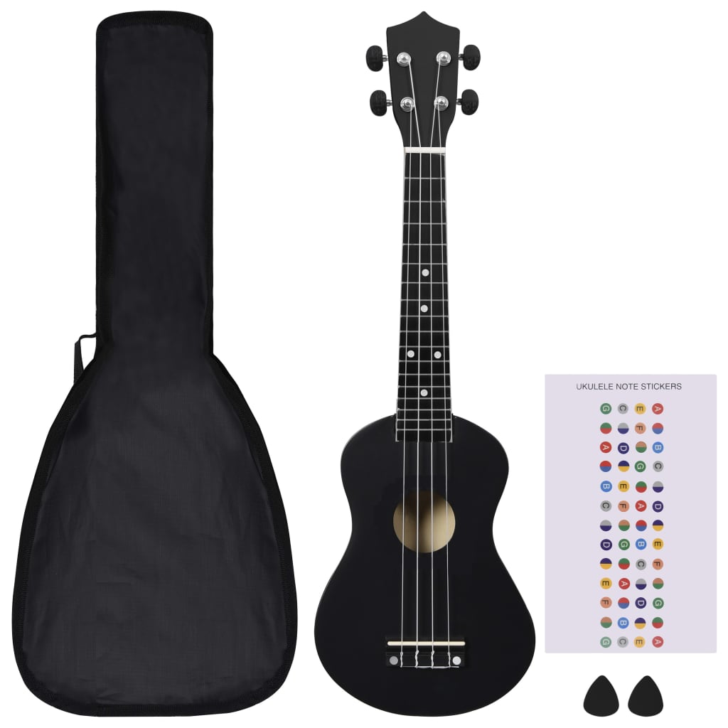 Sopran-Ukulele-Set mit Tasche für Kinder Schwarz 23"