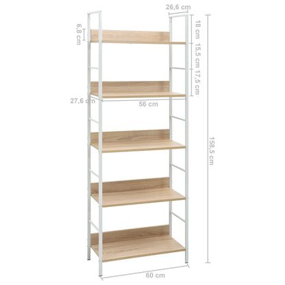 Bücherregal 5 Regalböden Eiche 60x27,6x158,5 cm Holzwerkstoff