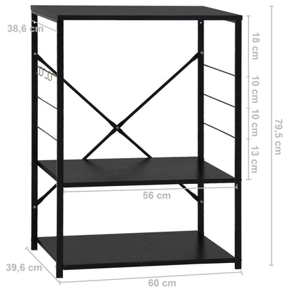 Mikrowellenregal Schwarz 60×39,6×79,5 cm Holzwerkstoff