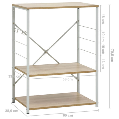 Mikrowellenregal Weiß Eiche 60×39,6×79,5 cm Holzwerkstoff