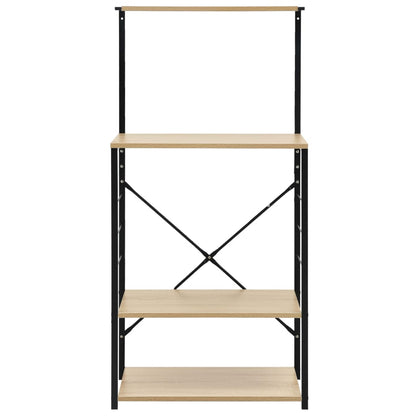 Mikrowellenregal Schwarz Eiche 60x39,6x123 cm Holzwerkstoff