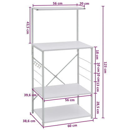 Mikrowellenregal Weiß 60x39,6x123 cm Holzwerkstoff