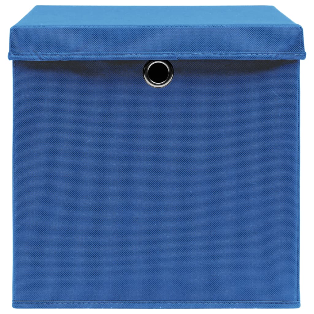 Aufbewahrungsboxen mit Deckeln 10 Stk. Blau 32x32x32 cm Stoff