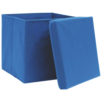 Aufbewahrungsboxen mit Deckeln 10 Stk. Blau 32x32x32 cm Stoff