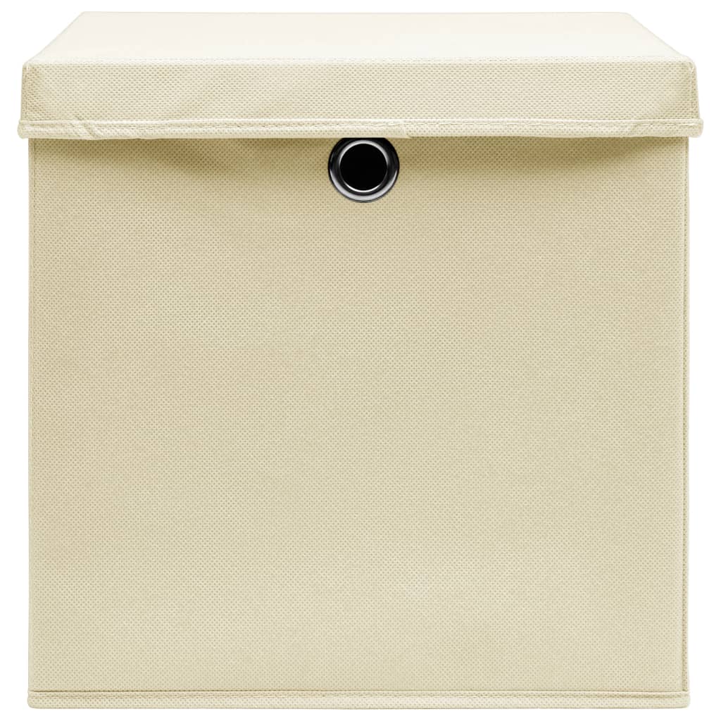 vidaXL Aufbewahrungsboxen mit Deckel 4 Stk. Creme 32x32x32 cm Stoff