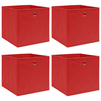 Aufbewahrungsboxen 4 Stk. Rot 32x32x32 cm Stoff