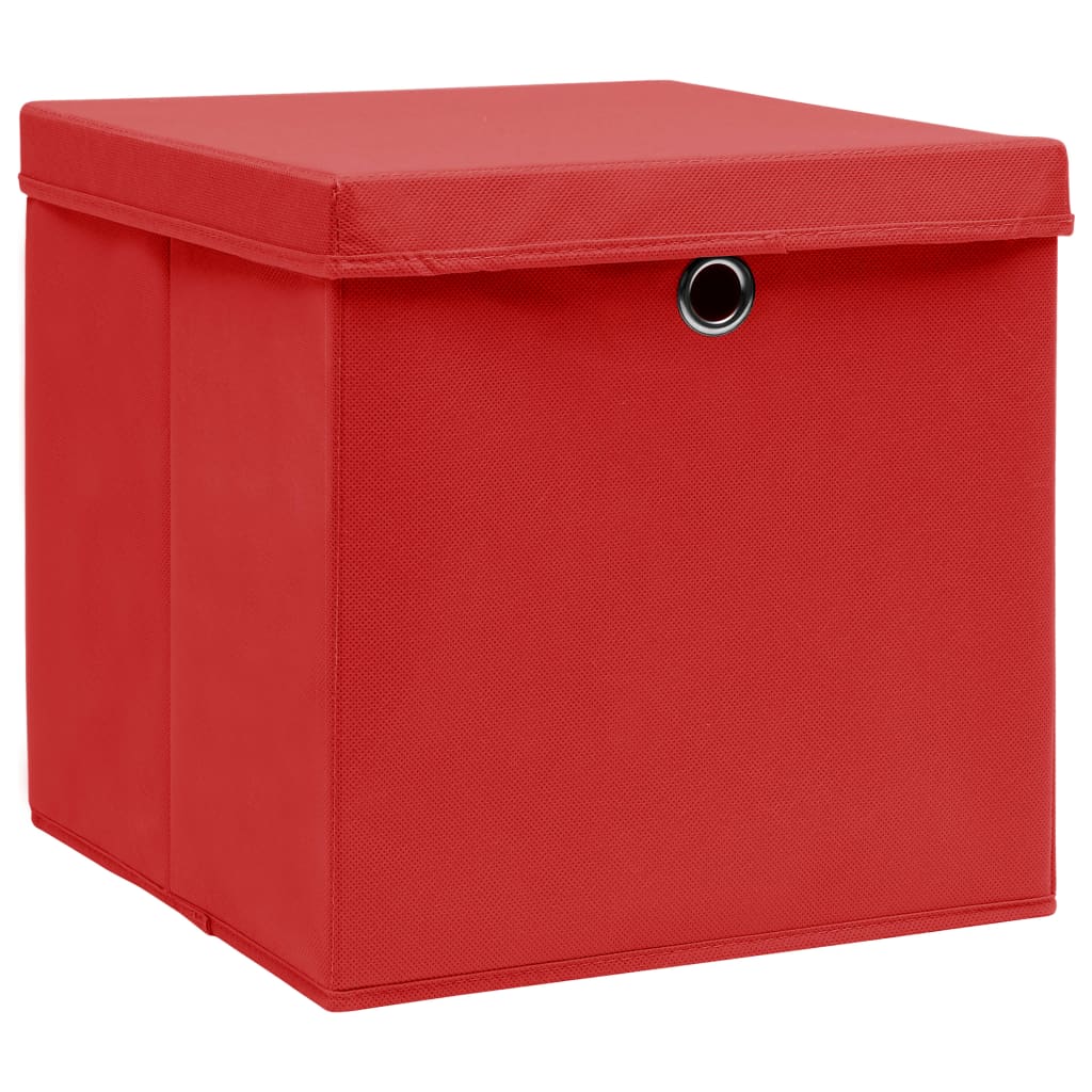 Aufbewahrungsboxen mit Deckeln 4 Stk. Rot 32x32x32 cm Stoff