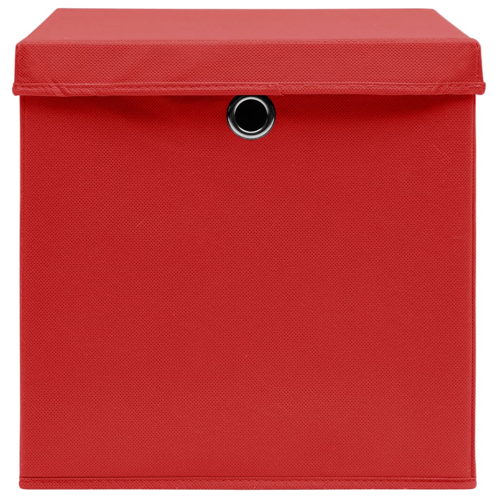 Aufbewahrungsboxen mit Deckeln 4 Stk. Rot 32x32x32 cm Stoff