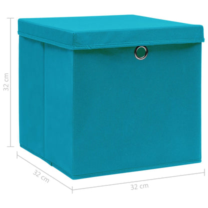 vidaXL Aufbewahrungsboxen mit Deckeln 4 Stk. Babyblau 32x32x32cm Stoff