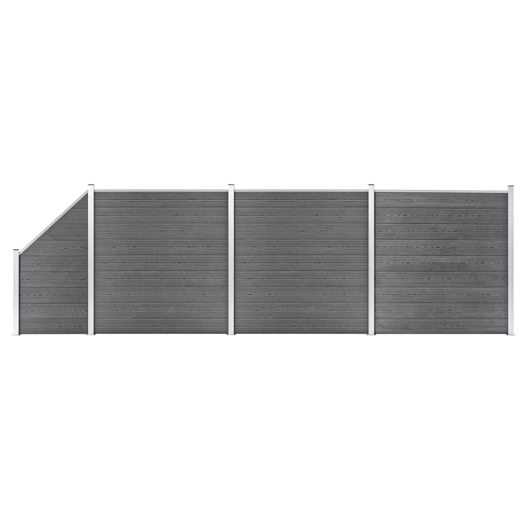 WPC Zaun-Set 3 Quadrate + 1 Schräge 619x186 cm Grau