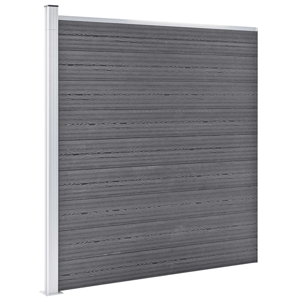 WPC Zaun-Set 3 Quadrate + 1 Schräge 619x186 cm Grau