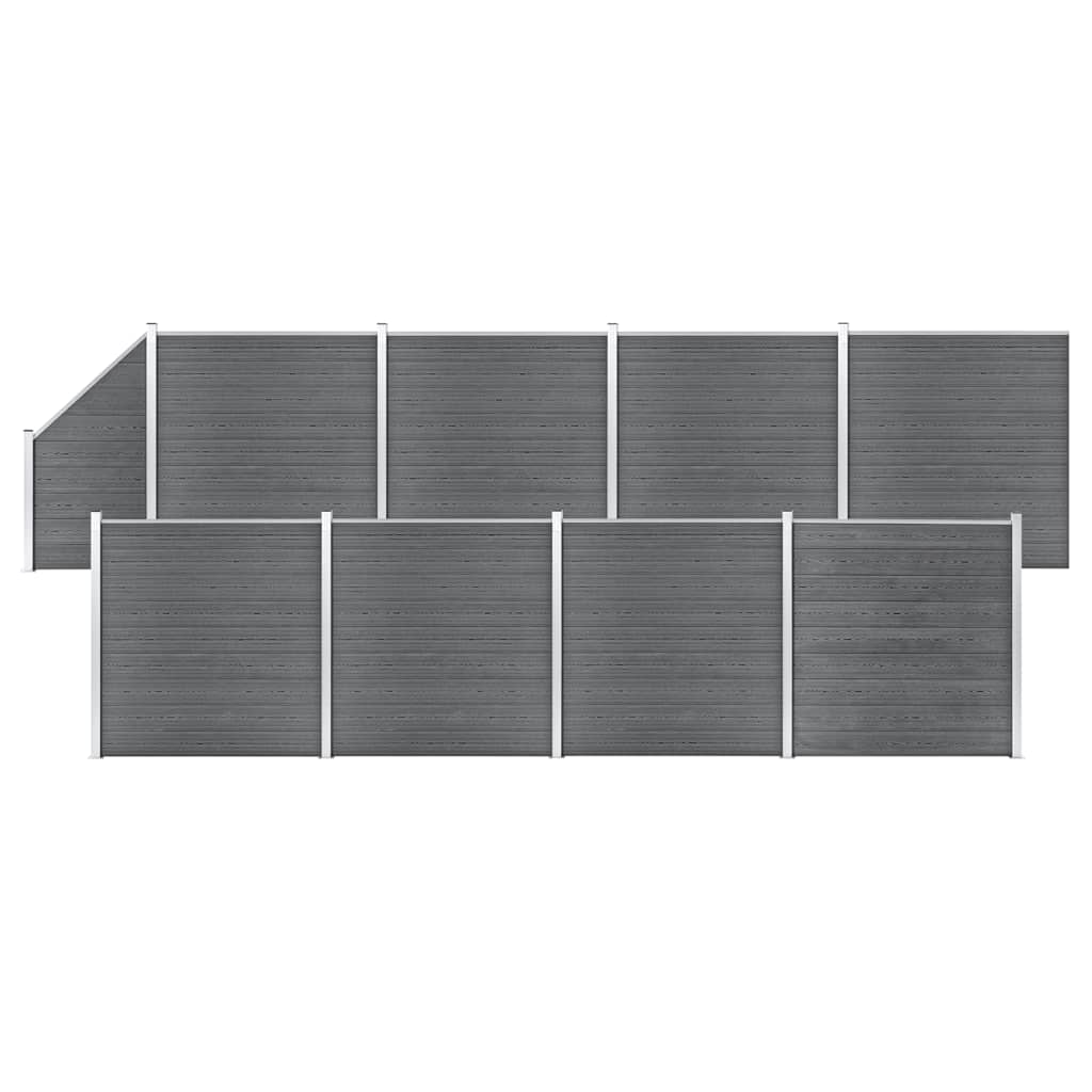 WPC Zaun-Set 8 Quadrate + 1 Schräge 1484x186 cm Grau