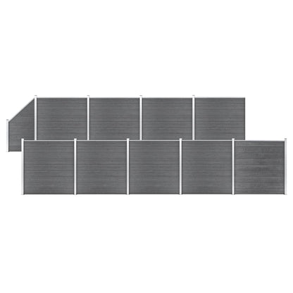 WPC Zaun-Set 9 Quadrate + 1 Schräge 1657x186 cm Grau