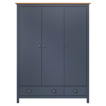 Kleiderschrank mit 3 Türen Hill Grau 127x50x170 cm Kiefernholz