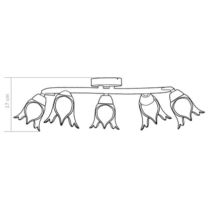 Deckenleuchte mit Glasschirmen für 5 E14 Glühlampen