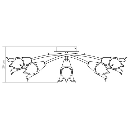 Deckenleuchte mit Glasschirmen für 5 E14 Glühlampen